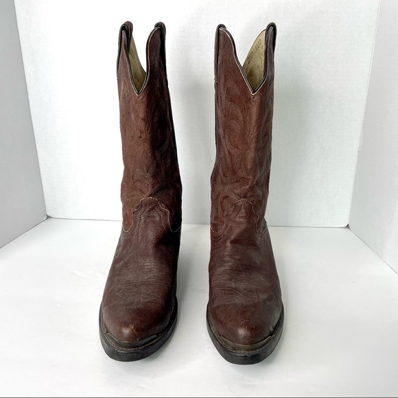 Men's Durango Brown Leather Steel Toe Western Cowboy Work Boots Size 8 D - Picture 5 of 15
